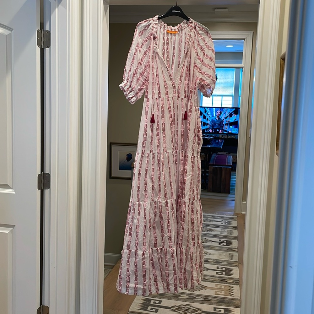 Oliphant Red and White Maxi Dress